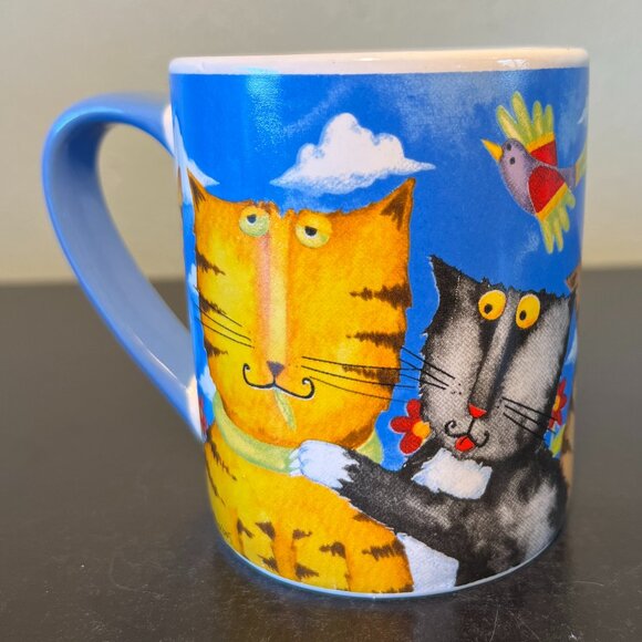 GIBSON Whimsical Artwork by Debi Hron of Cats, Birds & Flowers Ceramic Mug - Picture 2 of 13